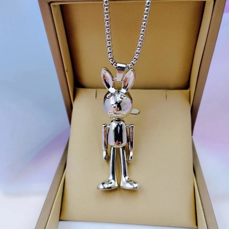 European and American Hip Hop Gentleman Rabbit Necklace Men\'s Trend Personality Versatile Pendant Fashion Gift