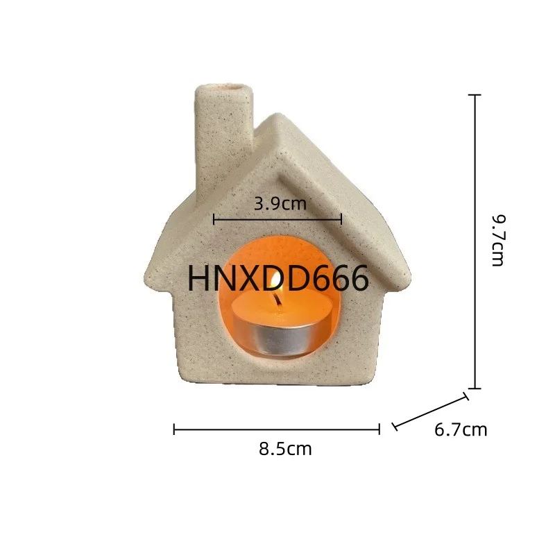 

Ceramic Handicrafts Candlestick Aromatherapy Base Hollowed-out House Candle Holder Home Decoration Accessories