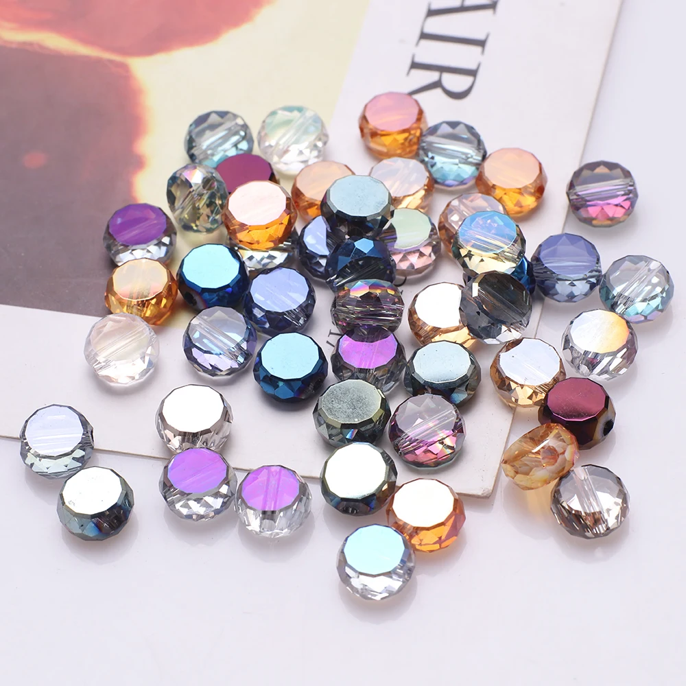 70pcs Jewelry Diy Making Crystal Accessories Flatback Round Bead 8mm Faceted Glass Loose Beads Cheap Beading Wholesale In Bulk