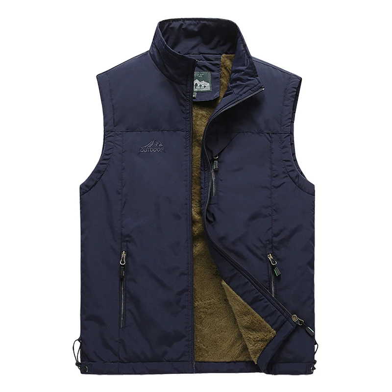 Winter Men Fleece Warm Vest With Many Pockets Autumn Male Casual Thick Multi Pocket Waistcoat New Photographer Sleeveless Jacket