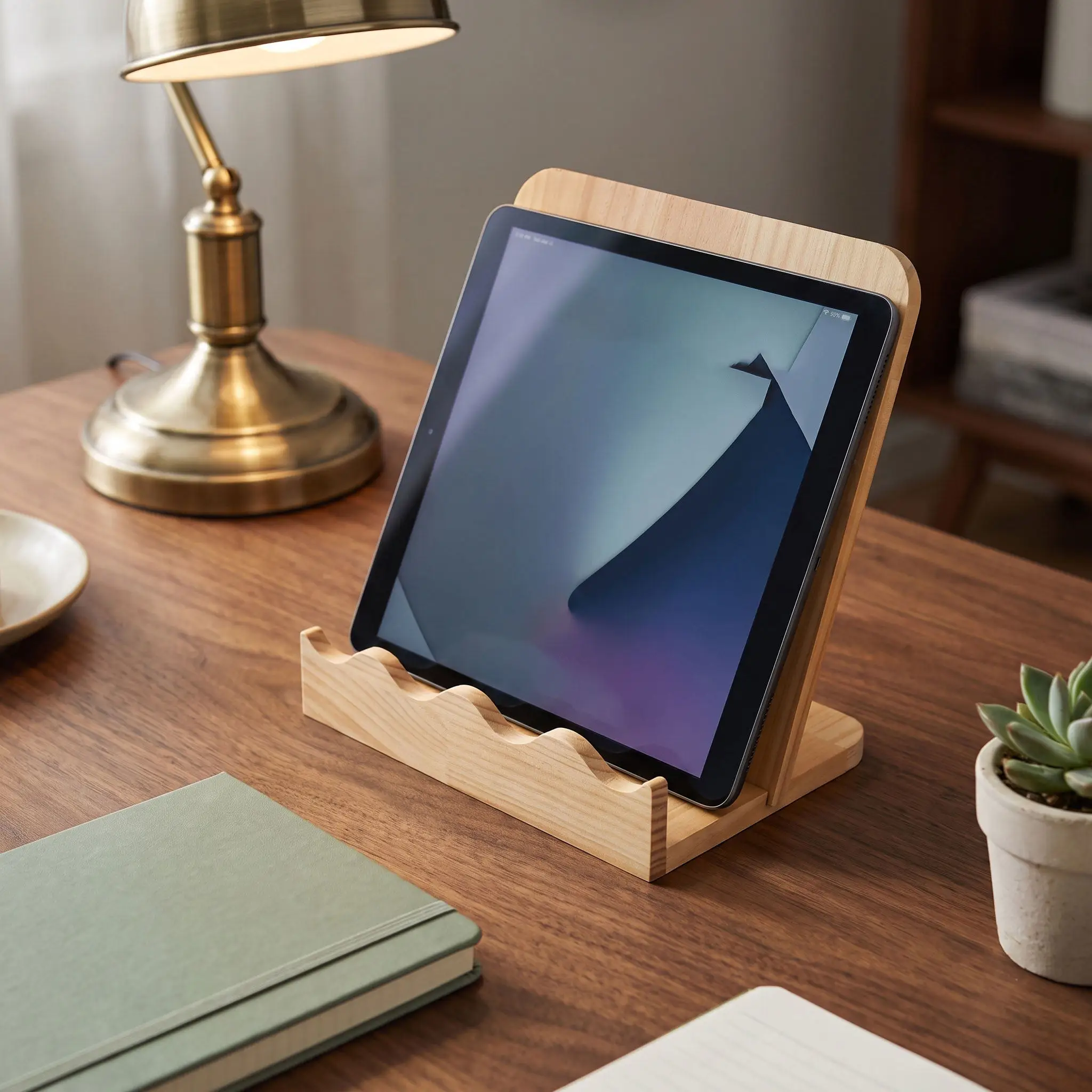 Wooden Recipe Holder Stand Sturdy Support for Thick Cookbooks and Tablets Kitchen Counter Recipe Display Cookbook Holders