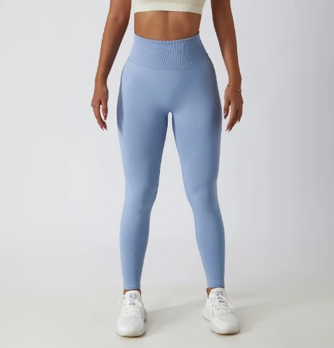 Athleisure Legging deportivo para mujer, Color sólido, tejido sin costuras, ajustado, cintura alta, levantamiento de cadera, Fitness, pantalones deportivos transpirables de Yoga