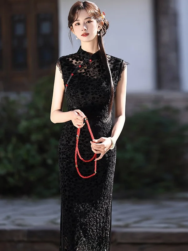 

Элегантное винтажное женское длинное платье из дышащего полиэстера для весны и лета – модный тренд