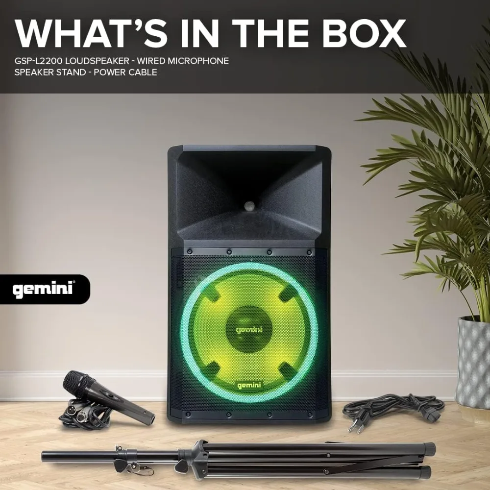 

GSP-L2200PK Indoor 2200 Watt Peak Bi-Amped Wired AC Powered Bluetooth DJ Speaker with 15" Inch Woofer