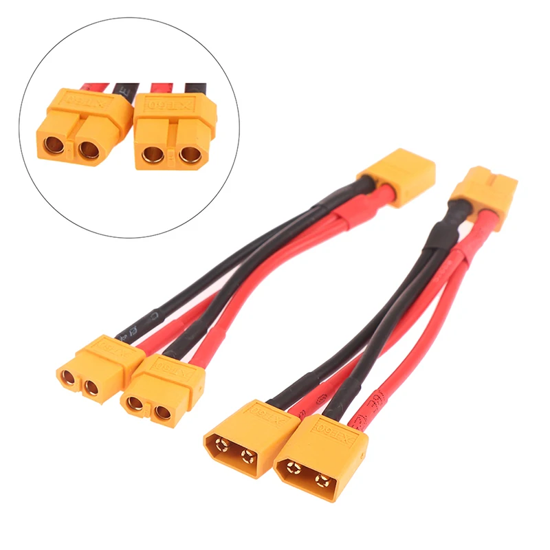 Male Female Cable Dual Extension Y Splitter 3-Way 14AWG Silicone Wire XT60 Parallel Battery Connector For RC Motor