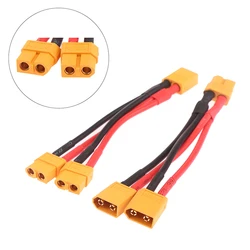 Cable macho Y hembra de doble extensión Y divisor de 3 vías, Cable de silicona de 14AWG, Conector de batería paralelo XT60 para Motor RC