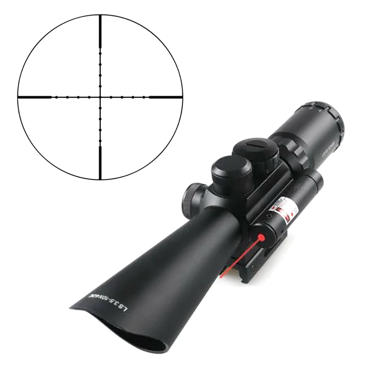 

Прицел ANS 3.5-10X40E с красной/зеленой подсветкой Mil-Dot + тактический лазерный целеуказатель Red Mil Dot