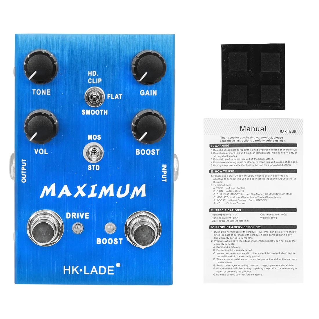 SA-02 MAXIMUM Overdrive Guitar Effect Pedal Clean Wild Tone without Compression Long Sustain Overdrive Electric Guitar Pedal