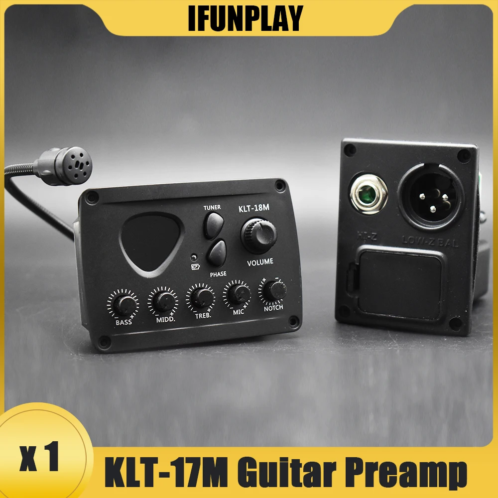 KLT-18M 3 Band Acoustic Guitar Equalizer Piezo Pickup with Microphone Board for Folk Wooden Guitar 