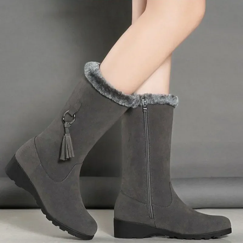 

Women Snow Boots Winter Female Boots Thick Plush Zipper Non-slip Thigh High Boots Fashion Warm Fur Woman Casual Winter Shoes2023