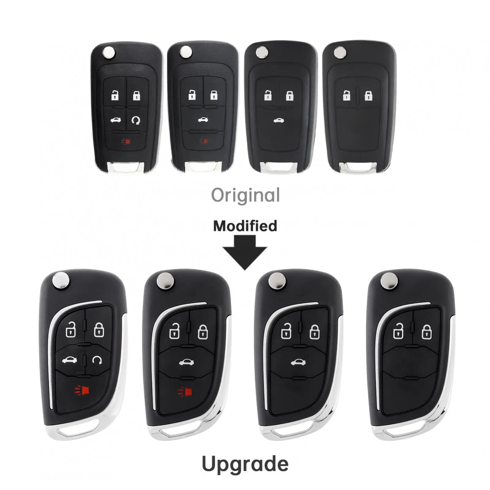 

2 / 3 / 4 / 5 Buttons Modified Flip Remote Car Key Shell Replacement Key Fob Cover Case Fit for Buick-/Opel-/ Chevrolet-/ Cruze