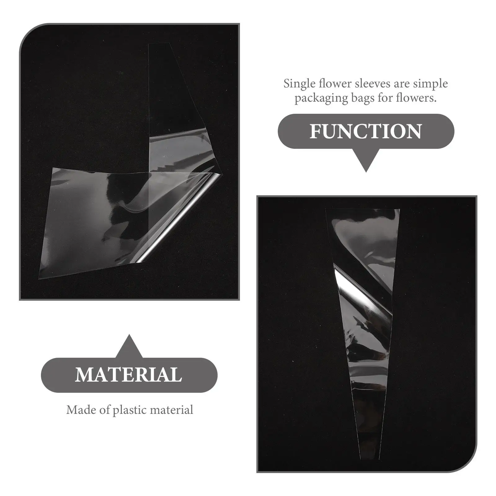 

100 Pcs Flower Packaging Bags Single Rose Sleeves Transparent Plastic Decorative Bouquet Gift Packing Floral Wrapping