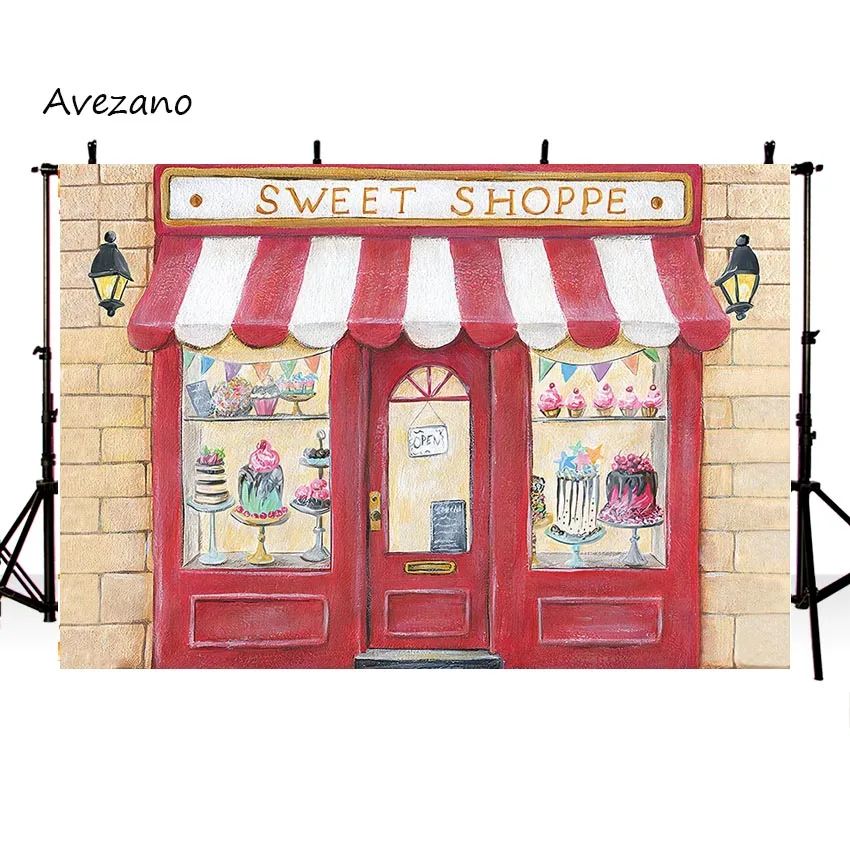 Avezano Sweet Shoppe Photography Background Baby Shower Birthday Cake Smash Portrait Photo Studio Prop Wall Deco Backdrops