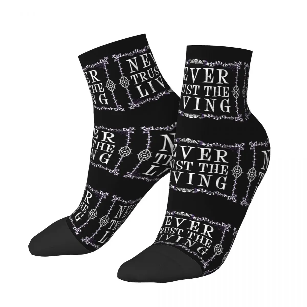 Never Trust The Living Dress Socks Men Women Warm Fashion Goth Occult Halloween Witch Quote Crew Socks