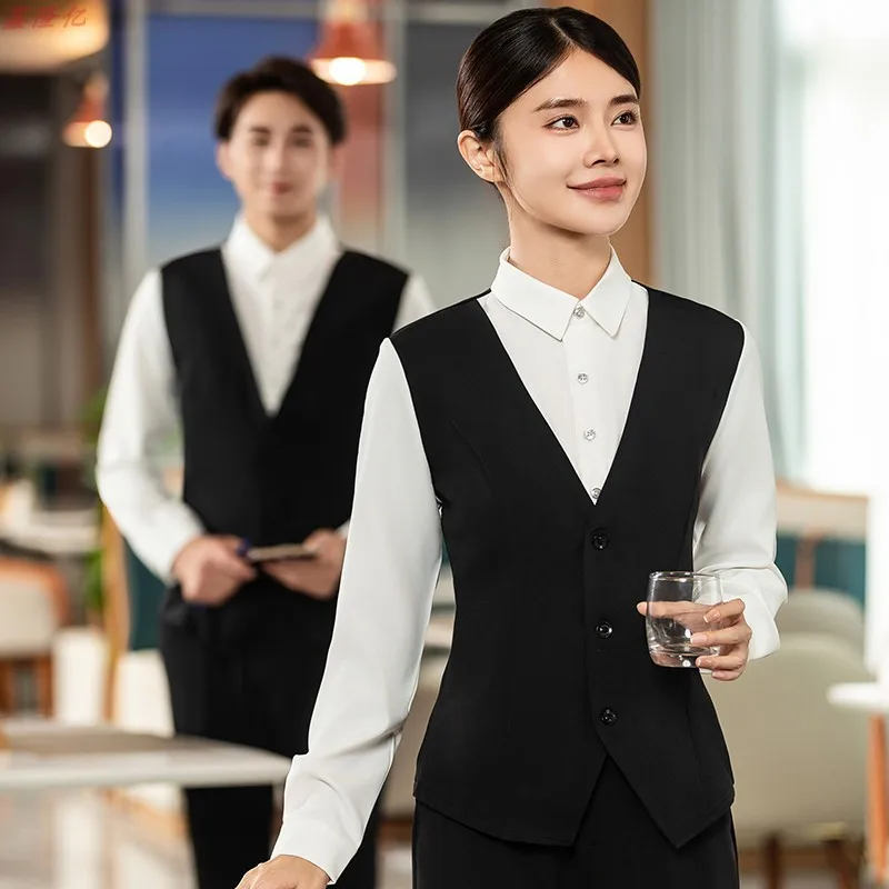 

Western Restaurant Steakhouse Cafe Tea House Waiter Fake Two-Piece Long Sleeve Restaurant Catering Hot Pot Restaurant Work Unifo