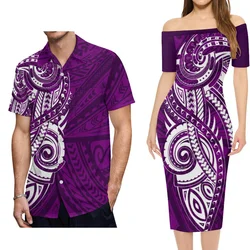 Factory Price Wholesale Customize Polynesian Tribal Dress Hawaii Dress Pattern Off Shoulder Long Maxi Dresses Vestidos