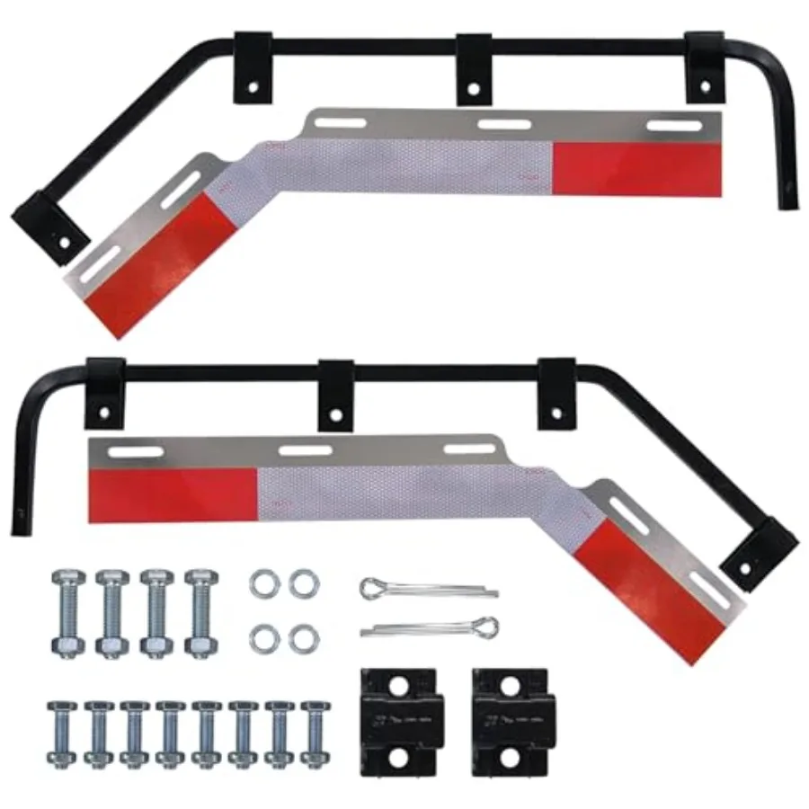 

1 Pair Mud Flap Hanger Bracket Bar Kit and 1 Pair Mud Flap Reflector Reflective Tape with Hardware Fit for Semi Truck and Semi