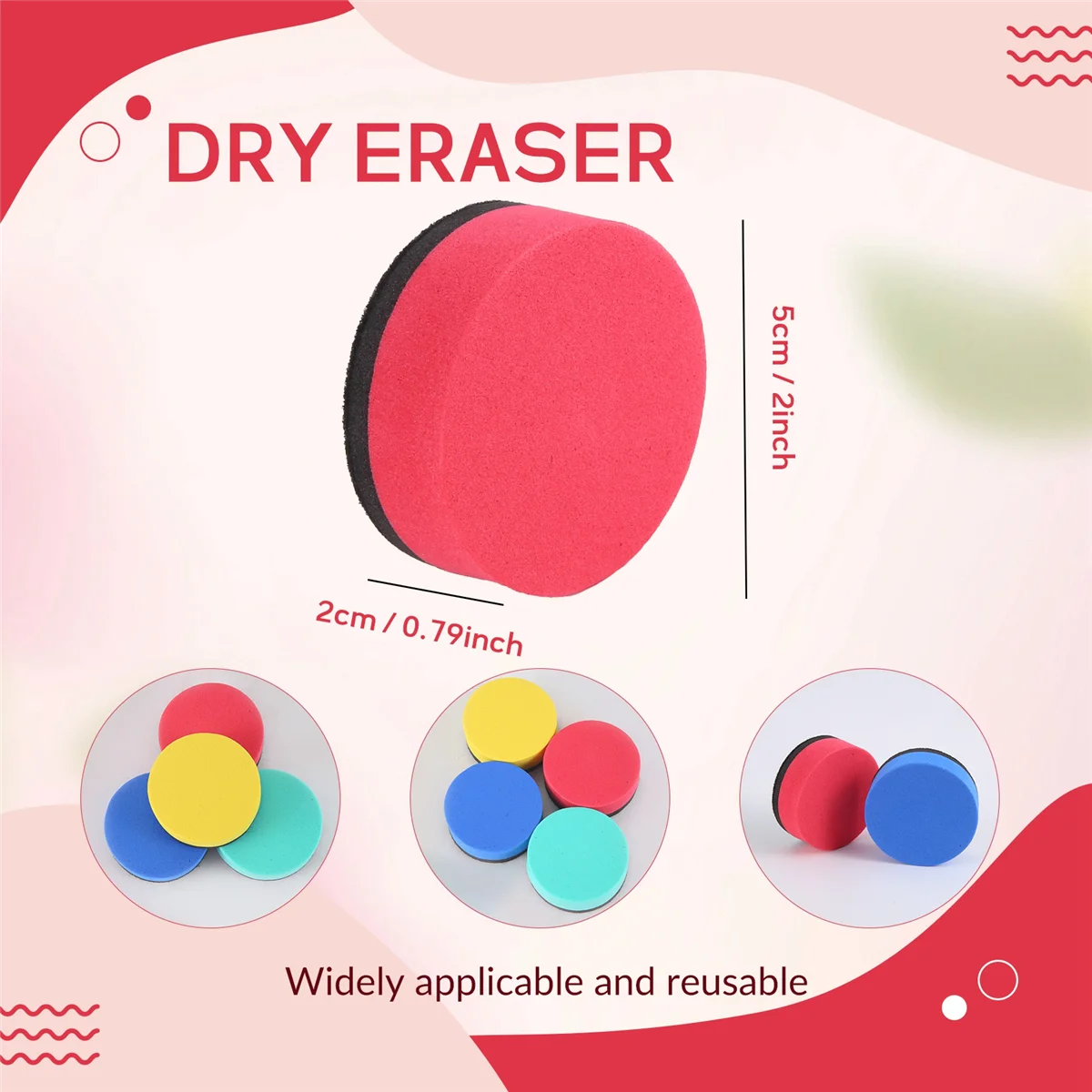 ACKOR Confezione da 16 mini gomme cancellabili a secco Gomme magnetiche per lavagna Detergenti per lavagne Gomme a secco Tergicristallo (4 colori, 2 x 2 pollici)