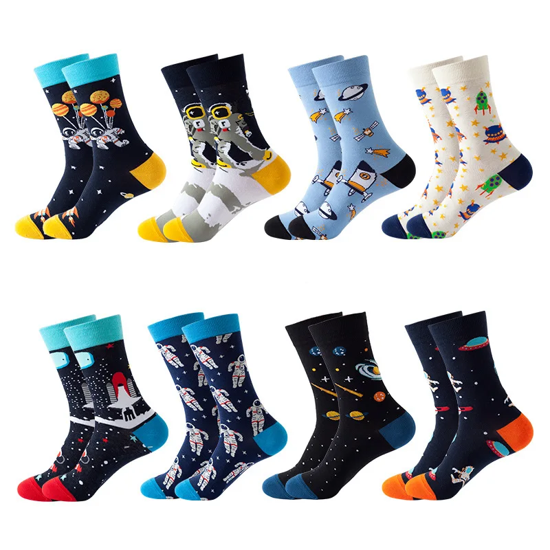 

Men's Socks Cartoon Space Kawaii Harajuku Personalized Versatile Mid Tube Socks Comfortable Breathable Deodorizing Cotton Socks