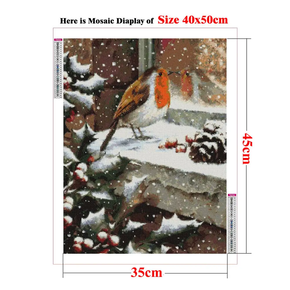 DIY Diamond Painting Robin Bird Full Drill Mosaic Cross Stitch Four Seasons Robin Redbreast Winter Snow Autumn Leaves Decor Kit