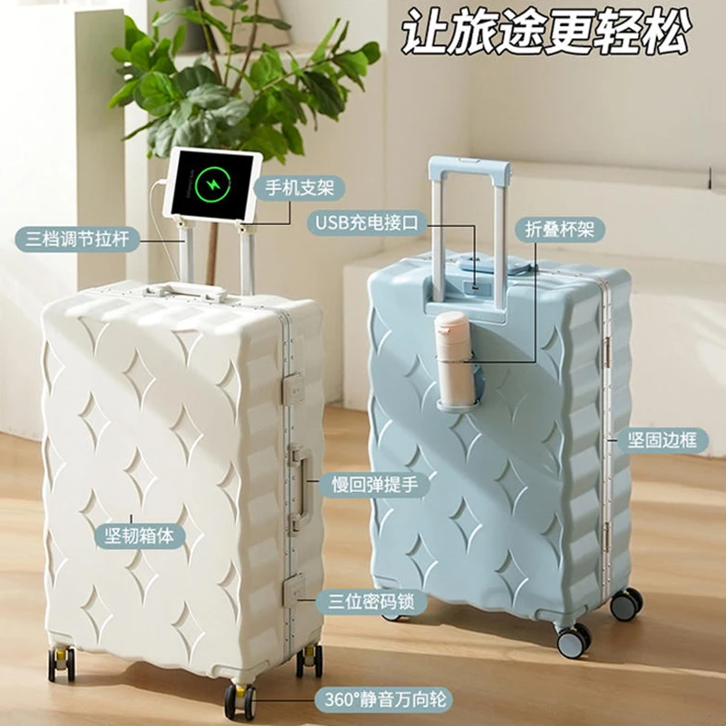 Luggage large capacity strong durable female 28 large multi-functional charging rod travel password suitcase 30