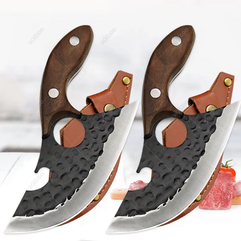 

Forged Hammer Pattern Boning Knife Butcher Knife Meat Cleaver Household Stainless Steel Kitchen Knife Barbecue Knives with Cover