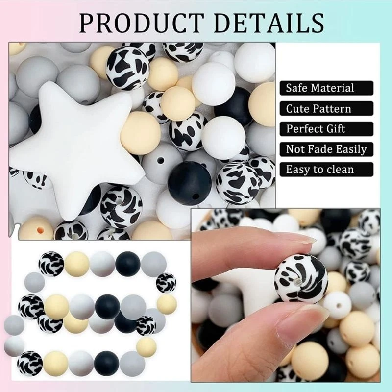 

DIY Keychain Bracelet Silicone Beaded Keyring Accessory Round Beads 15UB