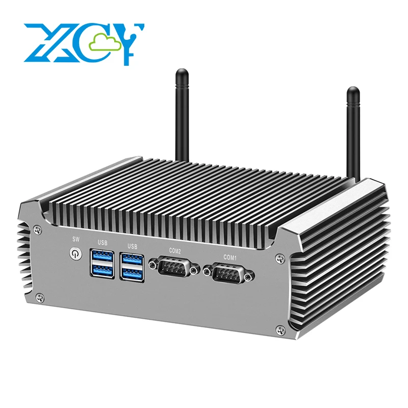 XCY bez wentylatora Mini komputer przemysłowy Intel Core i7-4500U 2x RS-232 porty szeregowe podwójny GbE LAN 4x obsługa USB WiFi Windows Linux