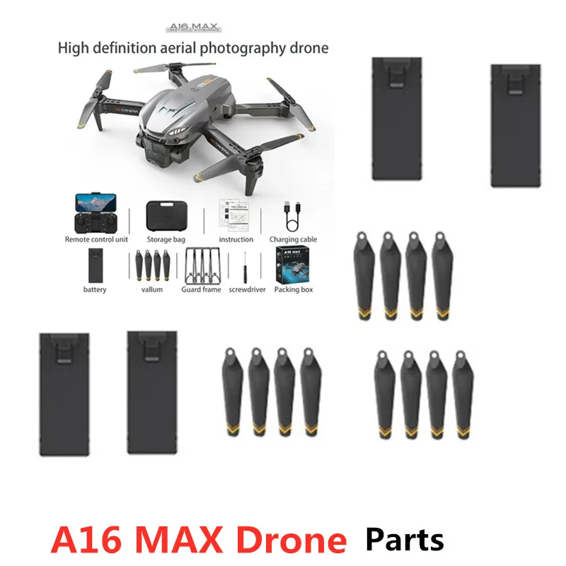 A16 MAX Remote Control RC Drone Spare Parts 3.7V 1800mAh Battery/Propeller A16 MAX Drone Battery A16 MAX RC Dron Battery Blade