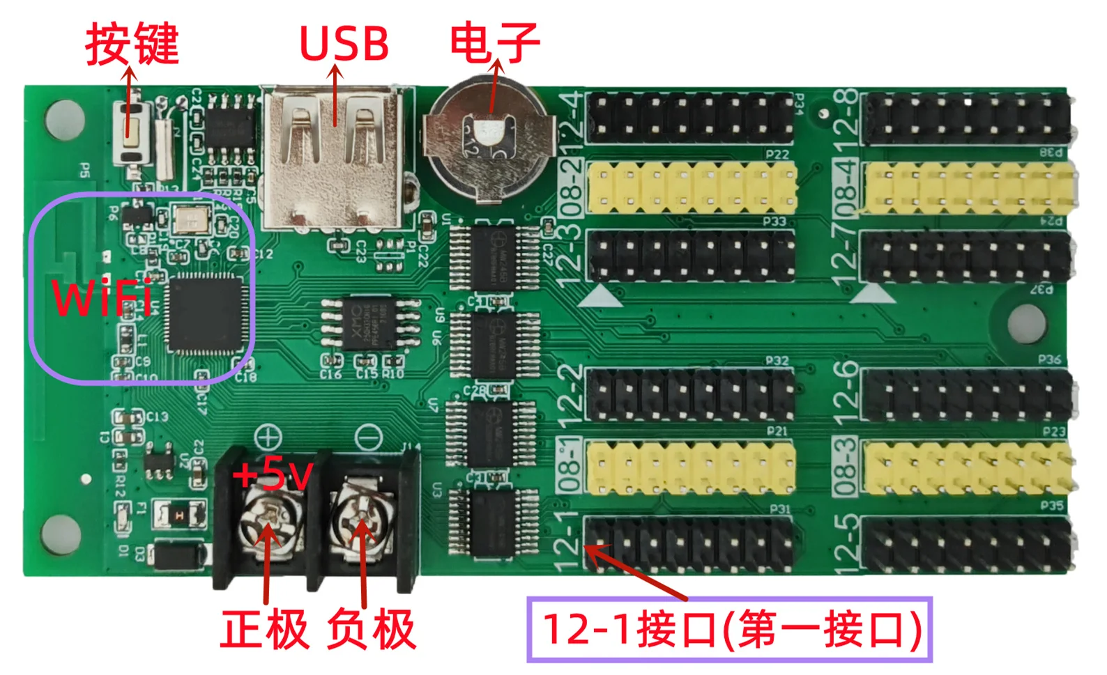 RHX8-128WU3200A Led Display Wireless Led Driver Wifi Version 8.0 Two-Color 128*3200 Wifi Control System