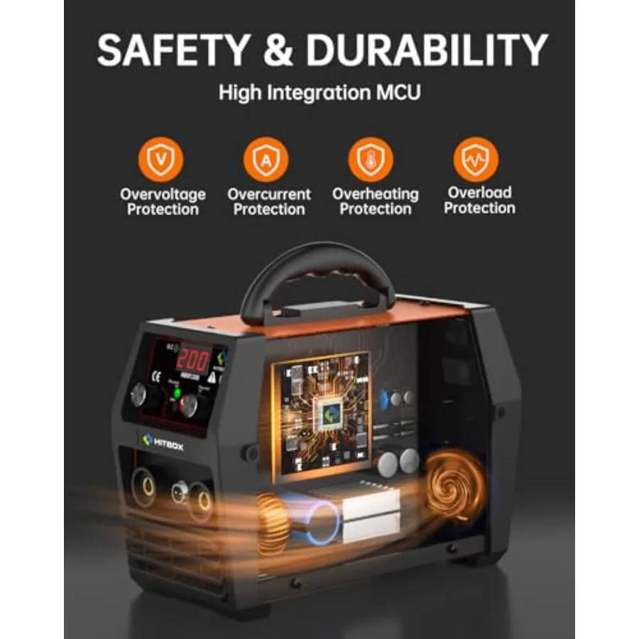 140A MIG Welder Gasless 110V/220V Dual Voltage Flux Core Welder Flux MIG/Lift TIG/Stick 3 In 1 Synergy MIG Welding Machi