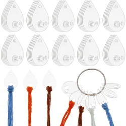 50Pcs Clear Acrylic Bobbins with Hinged Ring Teardrop Acrylic Bobbins Cross Stitch Tread Bobbins Sewing Thread Winding Thread