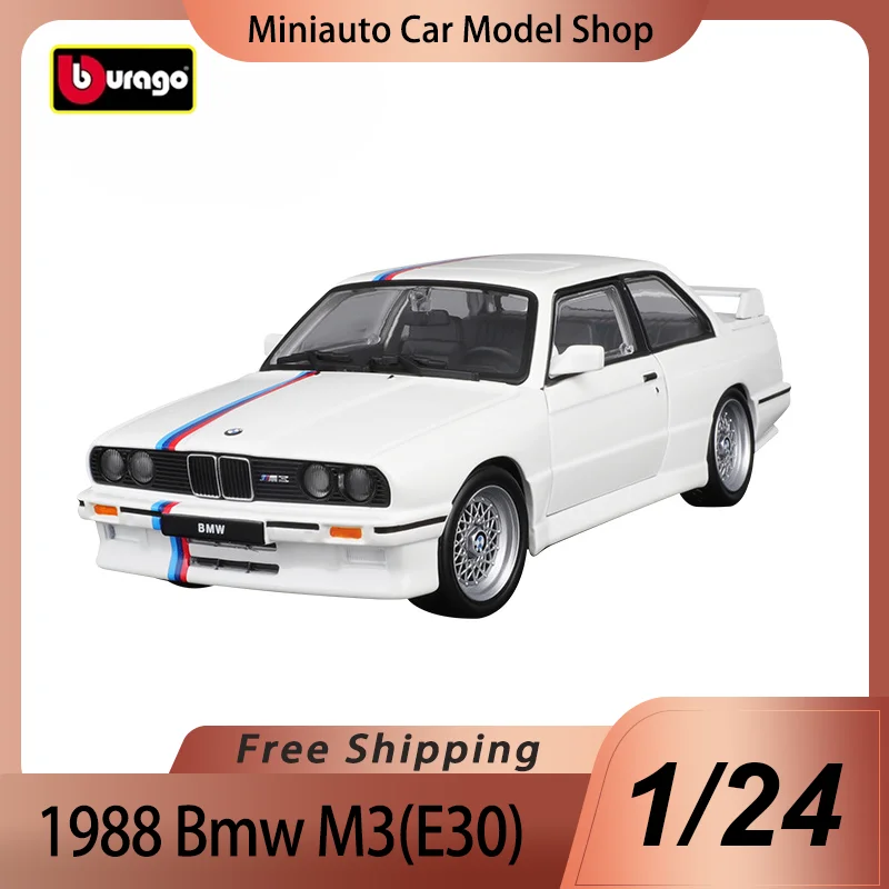 In Stock Bburago 1:24 Bmw 1988 M3(E30) Alloy Miniature Diecast Model Bmw Retro Car Alloy Luxury Vehicle Toys Kids Christmas Gift