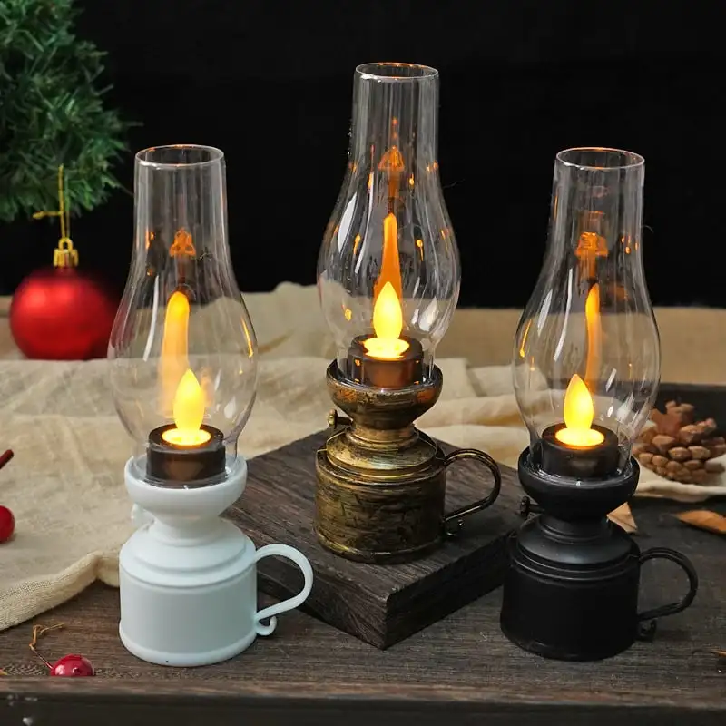 Electronic Oil Lamp Vintage Swinging Kerosene Water Drop Lamp Ornament Creative Nostalgia Water Drop Lamp Wick Electronic