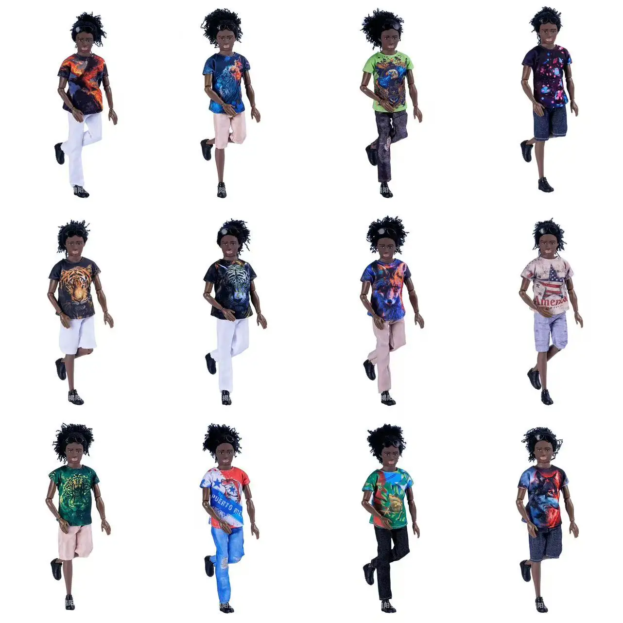 30cm Black African Boy Doll Toys Fashion Exquisite Dirty Braids Black Skin Daily Wear Casual Suit Prince Doll For Kids Gifts