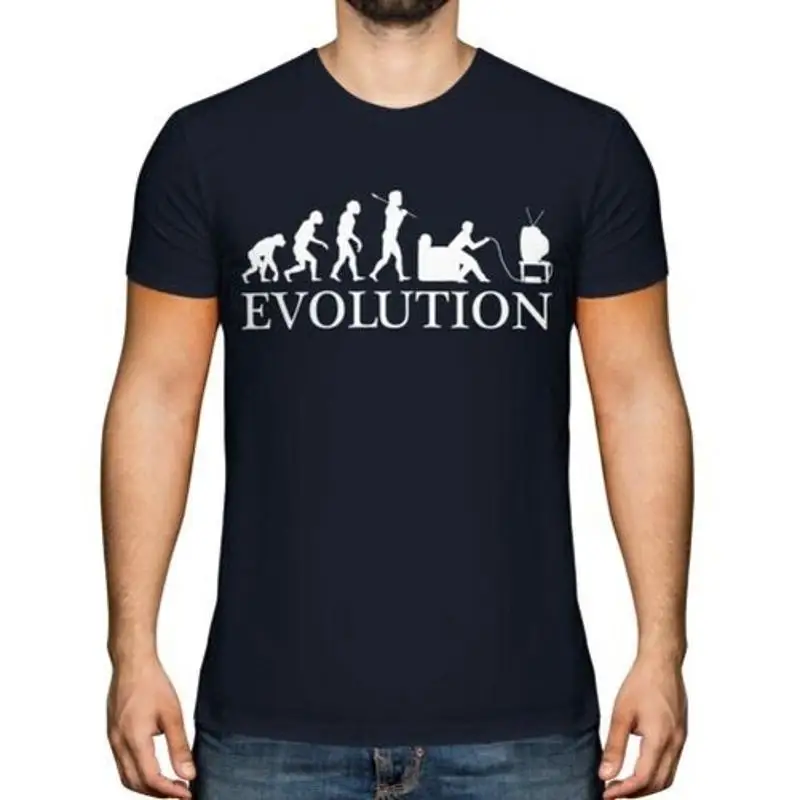 تي شيرت Gamer Evolution Of Man للرجال هدية لوحدة تحكم الألعاب
