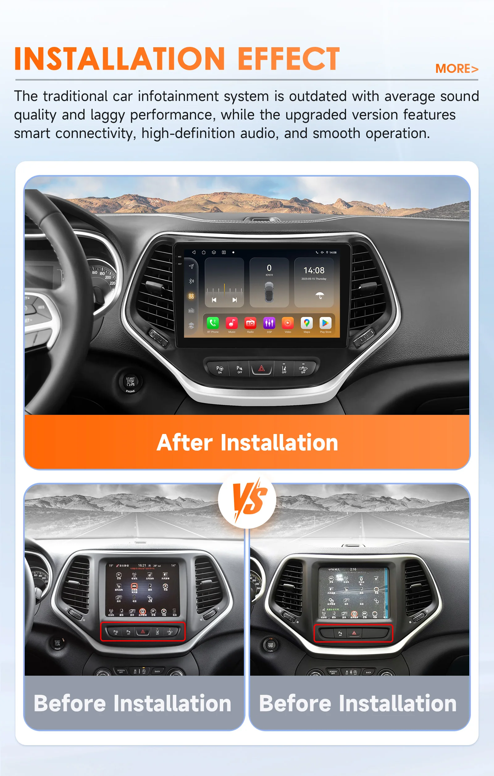 Autoradio Hizpo 8Core 2Din Android 14 para Jeep Cherokee 2013-2018 GPS Multimedia para coche 4G DSP Carplay de Qualcomm Snapdragon 6115 2