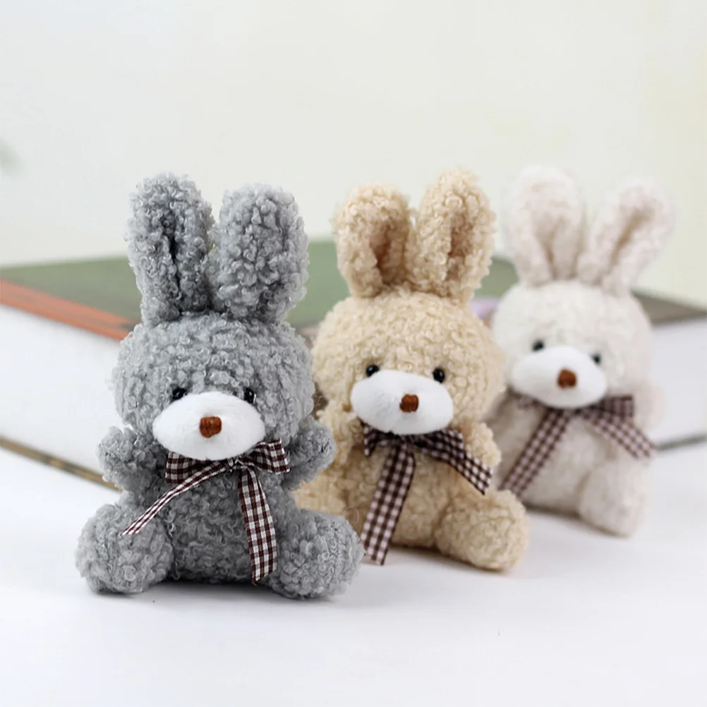 Porte-clés lapin pelucheux en coton PP pour filles, cadeaux de fête, animaux en peluche, matiques, jouets pour enfants, 12 pièces