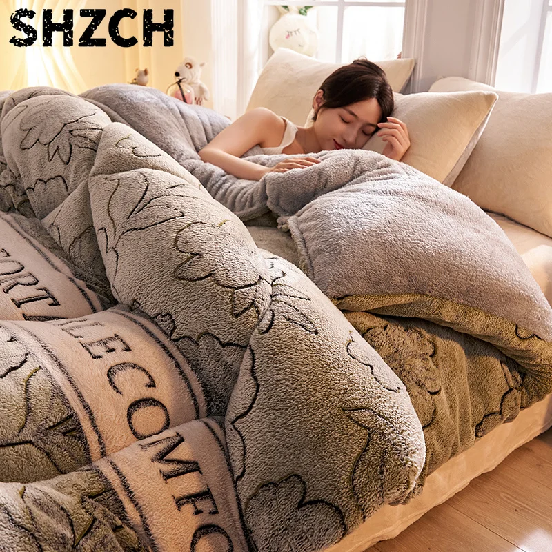 Lamb fleece blanket winter super warm quilt autumn spring bedding milk fleece comforter 5kg thickened dormitory single double