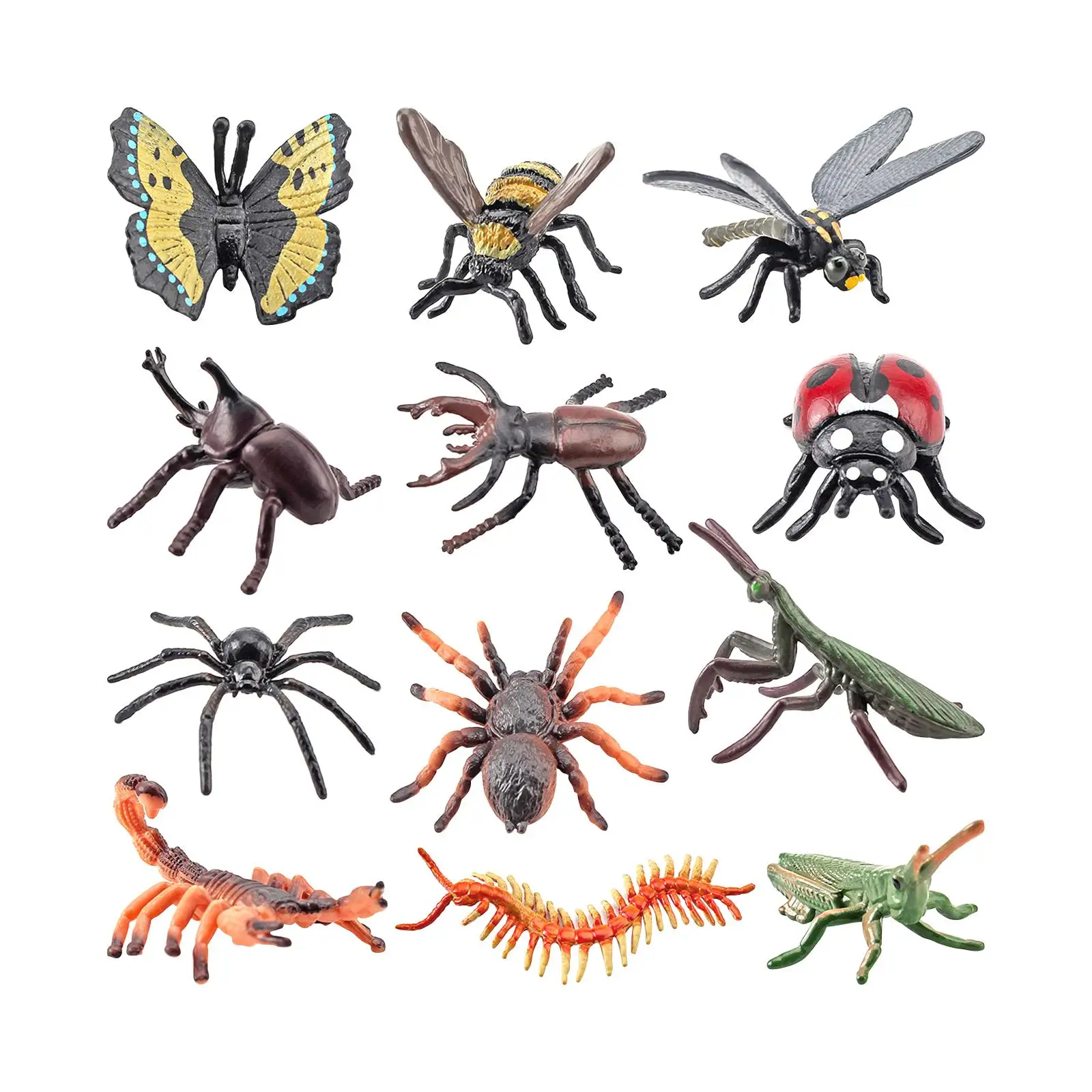 20Pcs Lifelike Bug Toys Figurines Model Halloween Bee Beetle