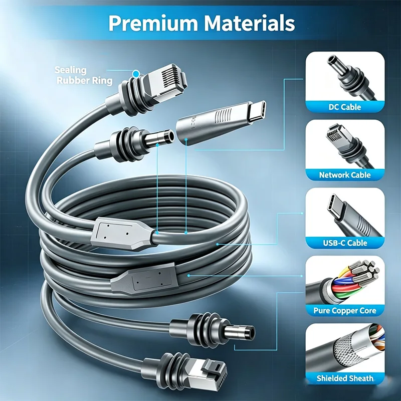 2 in 1 for Starlink Mini Ethernet Cable Power Cord & RJ45 Ethernet Cable, Gigabit Data Accessories for RV Boat, Van, Outdoor Use
