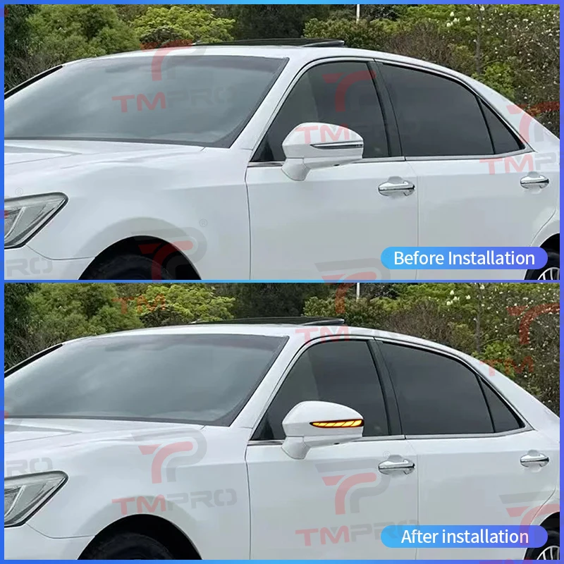 لتويوتا 14th كراون SAI مرآة الرؤية الخلفية بدوره إشارة الجانب مرآة إشارة الوامض ضوء النهار ترحيب ضوء الديناميكي الأزرق والأبيض