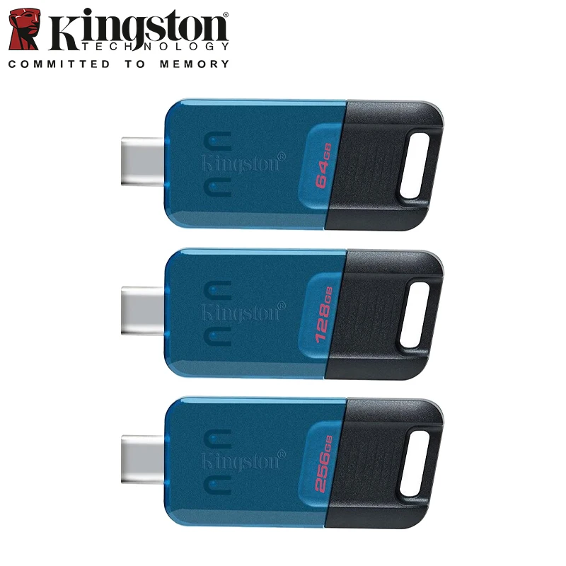 كينغستون DT80M Type-C USB3.2 Gen1 القلم محرك 64GB 128GB 256GB الأصلي USB فلاش حملة تصل إلى 200 برميل/الثانية محرك أقراص USB المحمول