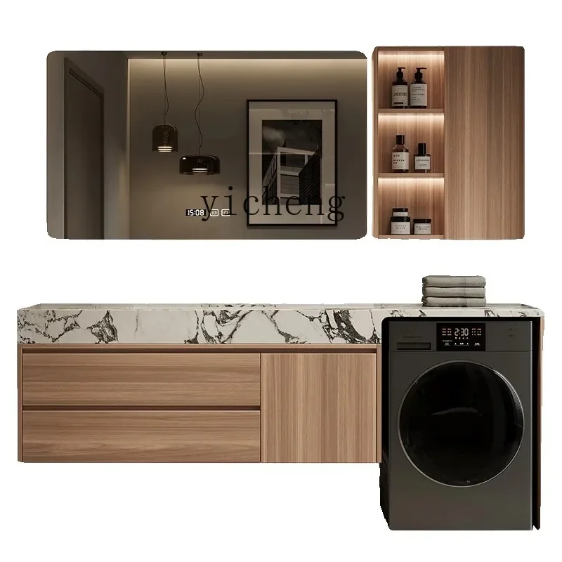 

rock slab seamless ceramic basin washing machine cabinet bathroom cabinet combination toilet washstand