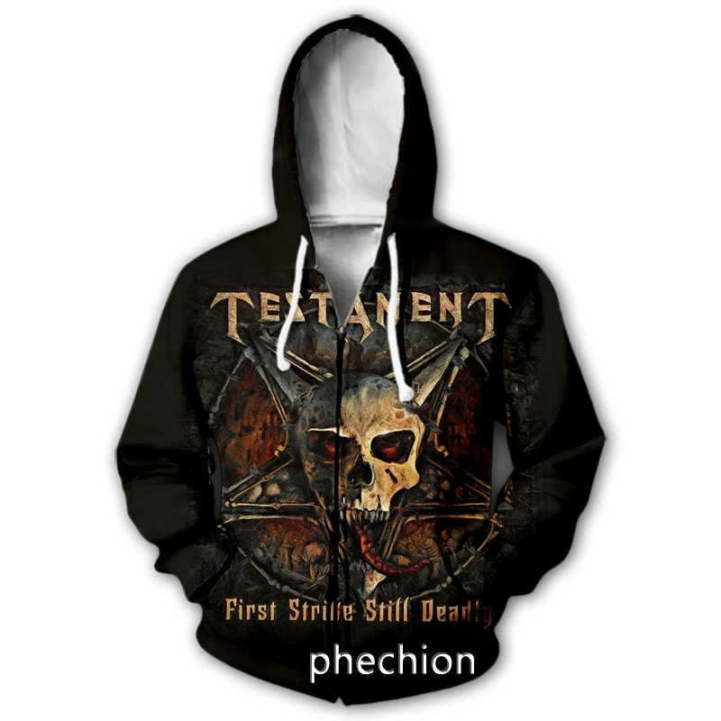 

phechion New Men/Women Testament ROCK 3D Printed Casual Zipper Hoodies Fashion Men Loose Sporting Zip Up Hoodies J71