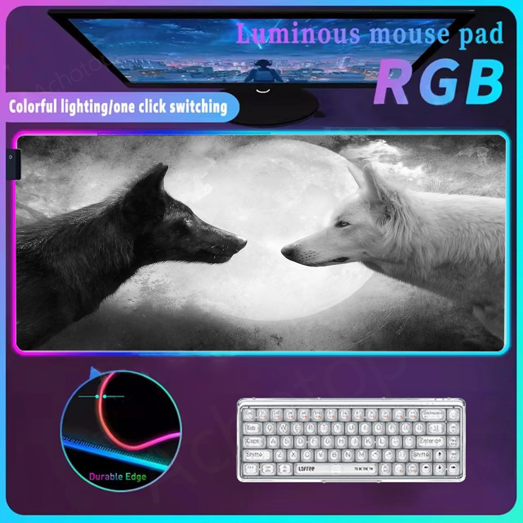 

Black And White Mouse Pad Rgb Mouse Mat Led Mousepad Desk Mat Glow Personality Mouse Pad Computer Gamer Tapis De Souris Xxl Rug