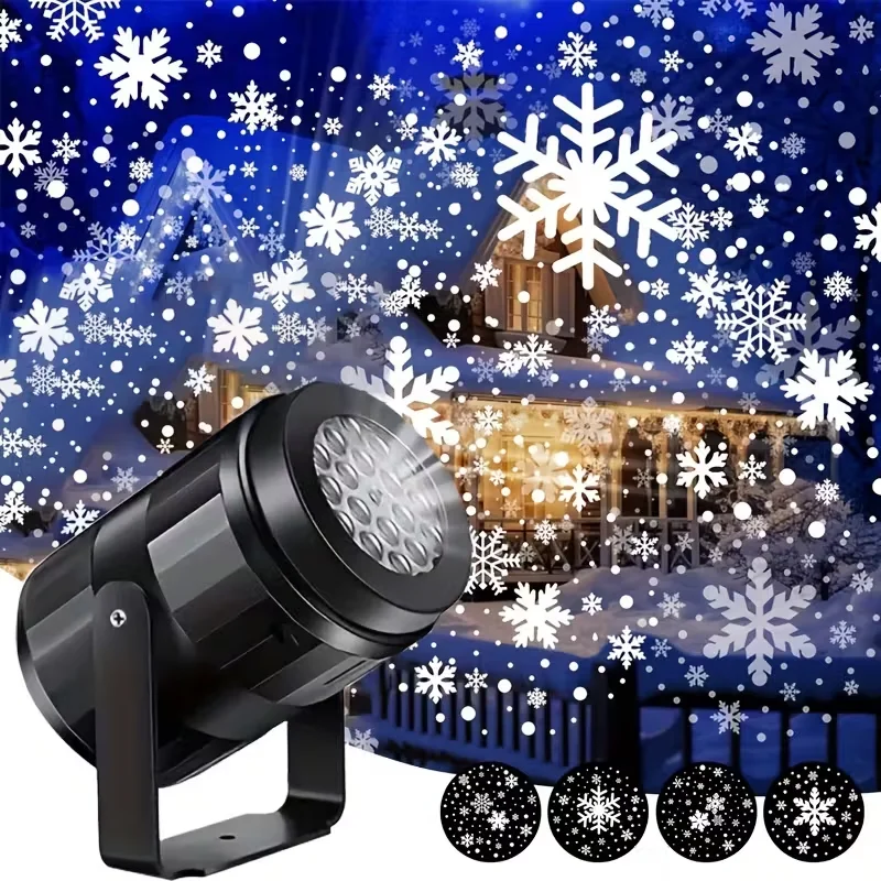 Christmas LED Snowflake Projection Light USB Powered Rotating LED Laser Stage Light for Holiday Party Halloween Xmas Decor Gifts