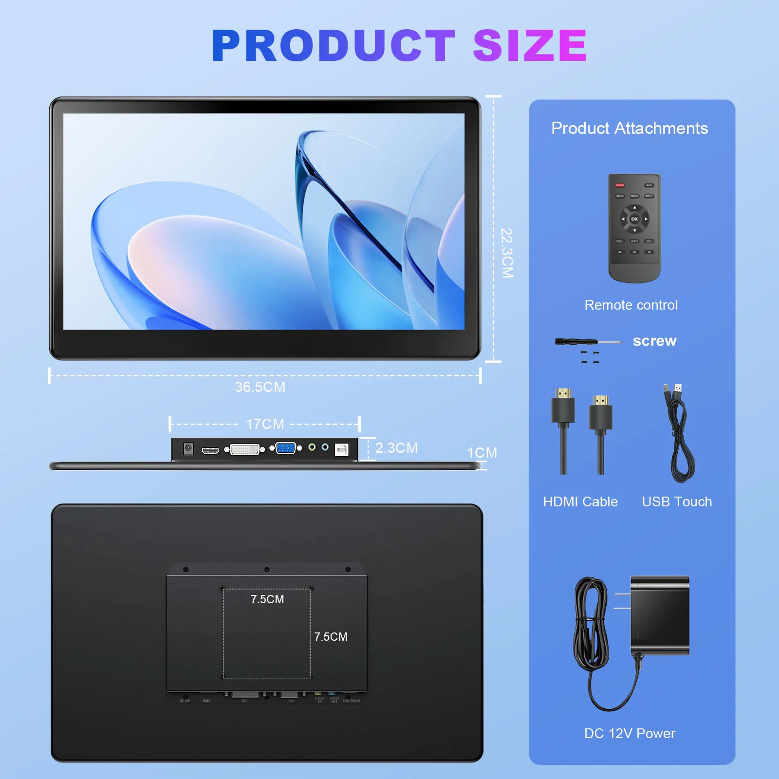 13.3/14.0/15.6 Inch 1920*1200 16:10 Capacitive Touch Screen VESA Industrial Monitor With VGA HDMI BNC AV USB Port for CNC Kiosk view 6