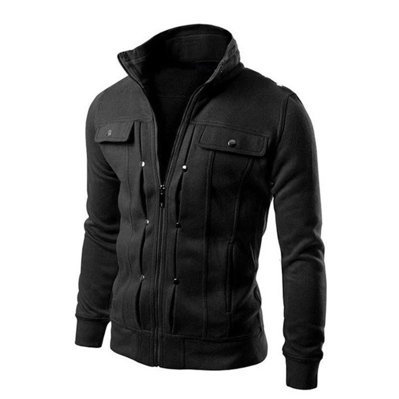 2024 Cardigan Sweater Men Casual Jackets Standing Collar Zipper Sweatshirt Outdoor Streetwear Casual Long Sleeve Coats Clothes