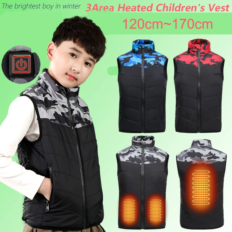 2023 Winter Heated Vest For Children Intelligent Electric Thermal Vest Boys Outdoor Heating Vest Coat Heater Child Jacket